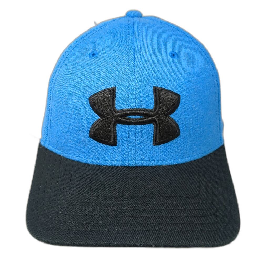Under Armour Baseball Cap Blue L Logo Contrast Visor Fitted Stretch Athletic Hat